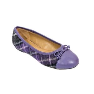 Talbots Blair Ballet Flat sz 5.5 Women Cap Toe Shoes Classic style purple Plaid